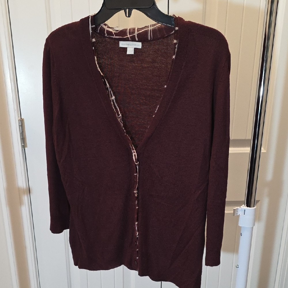 New York & Company Rich Burgundy Cardigan